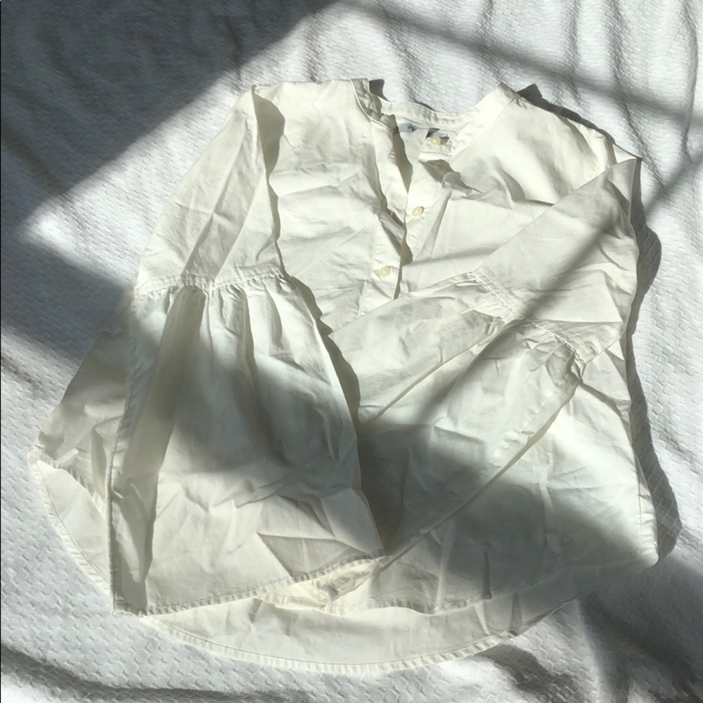 Madewell Blouse w/ Mandarin Collar + Bell Sleeves
